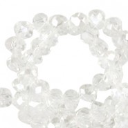 Faceted glass beads 3x2mm disc Crystal-pearl shine coating